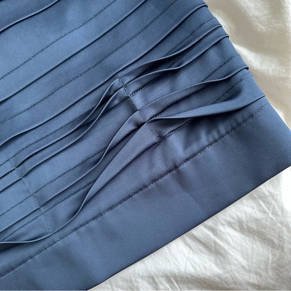 Y2K BCBGMaxazria Dark Navy Crepe Ruffled Strapless Dress - Picture 8 of 9